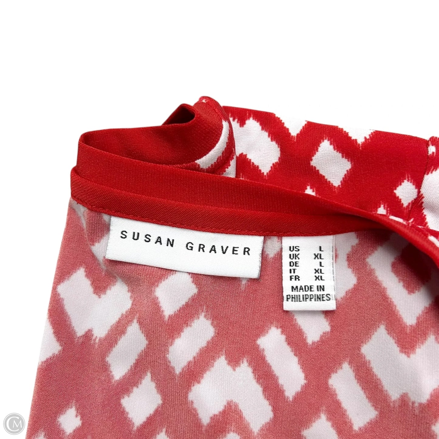 Skirt Set 2pc By Susan Graver In Red & White, Size: L