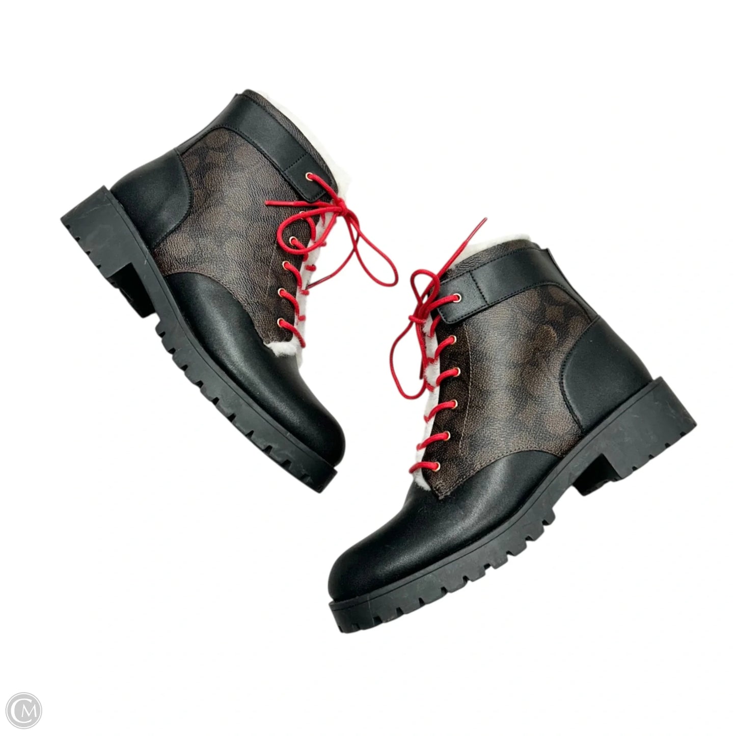 Boots Designer By Coach In Black & Brown, Size: 8.5