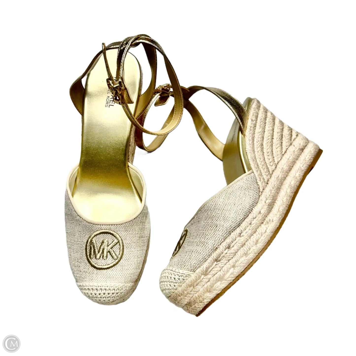 Sandals Designer By Michael Kors In Gold & Tan, Size: 9.5