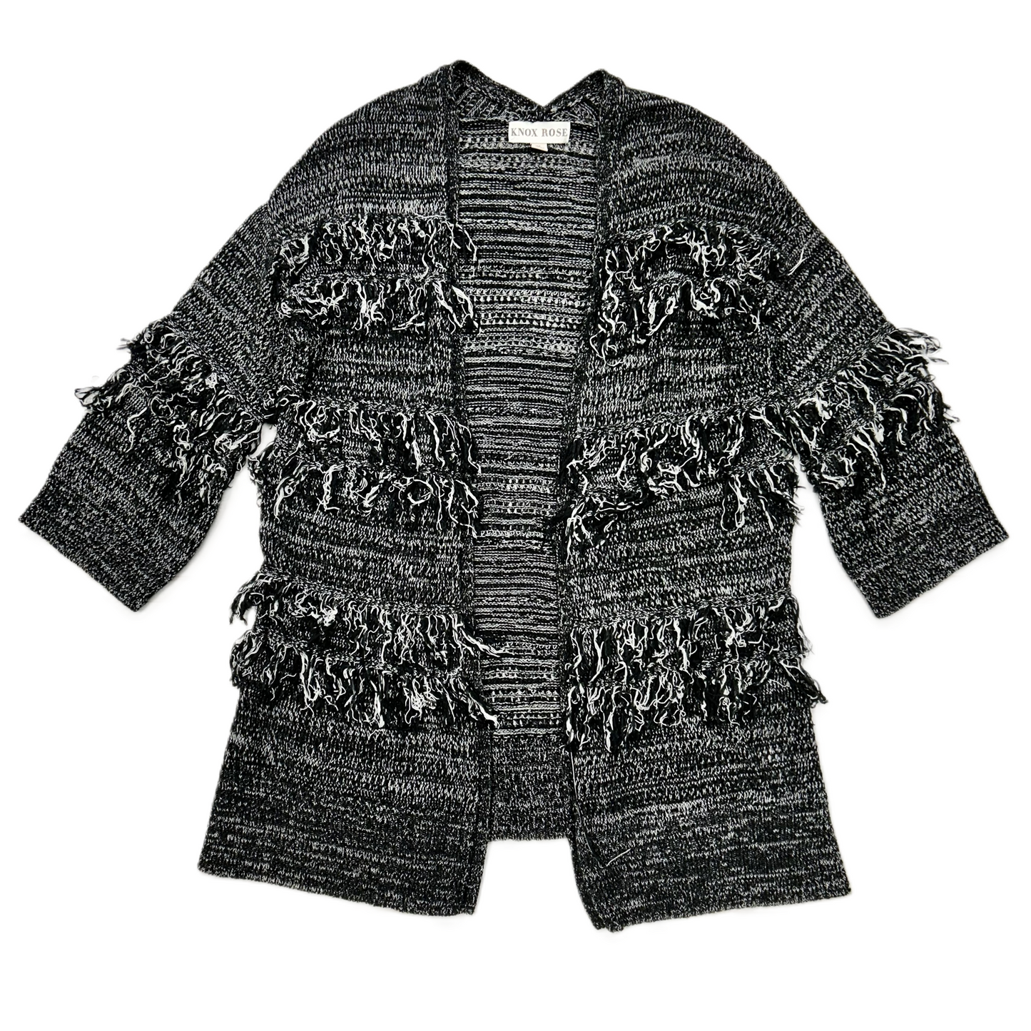 Sweater Cardigan By Knox Rose In Black & White, Size: M