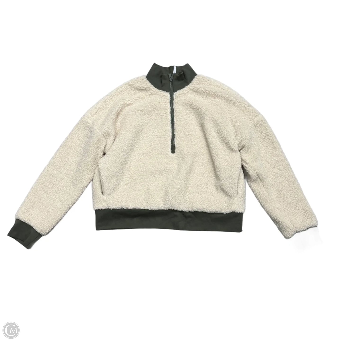 Athletic Jacket By Fabletics In Cream & Green, Size: M