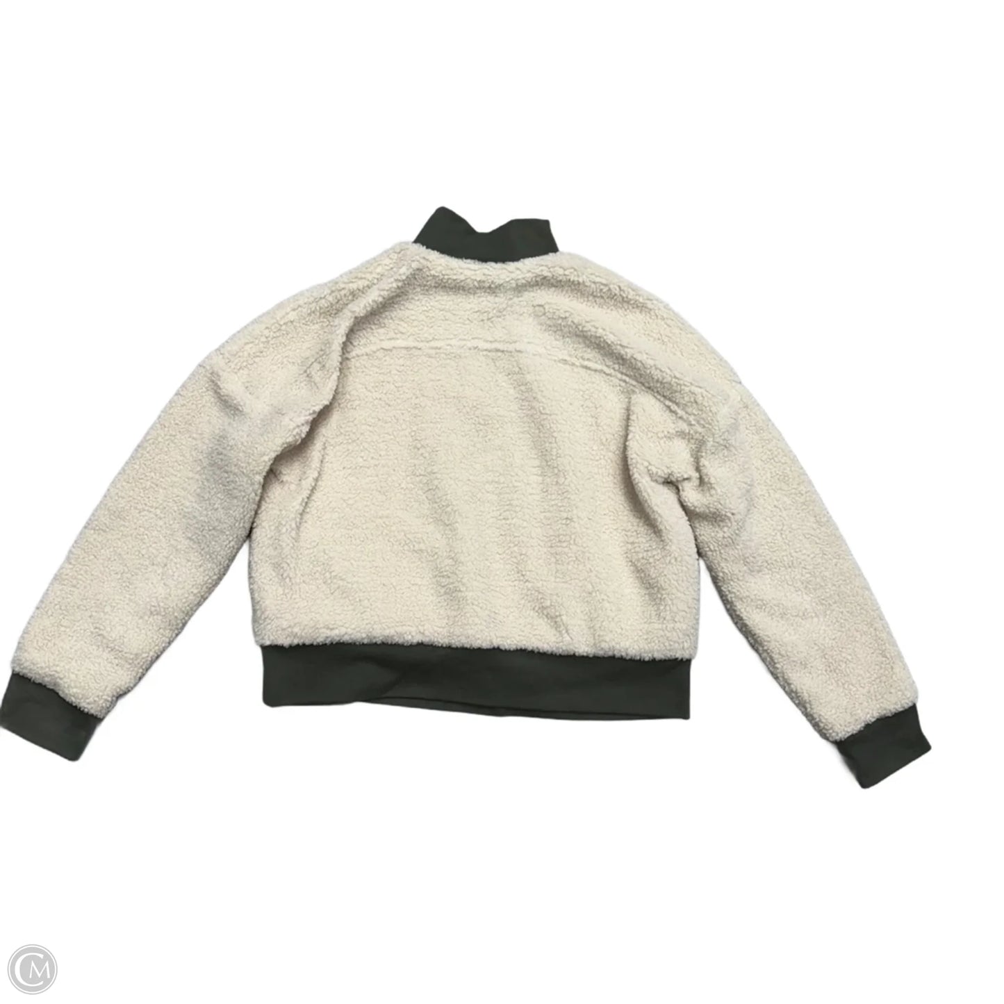 Athletic Jacket By Fabletics In Cream & Green, Size: M