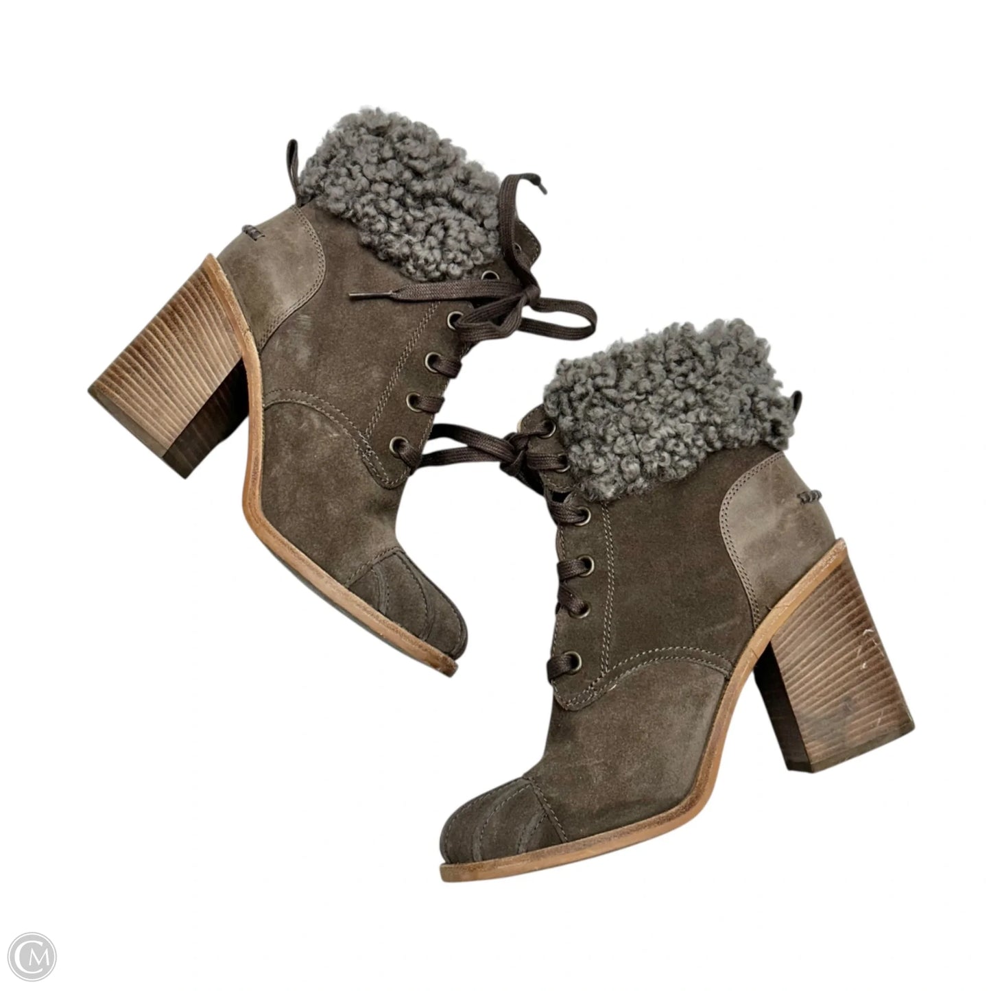 Boots Designer By Ugg In Brown & Grey, Size: 8.5