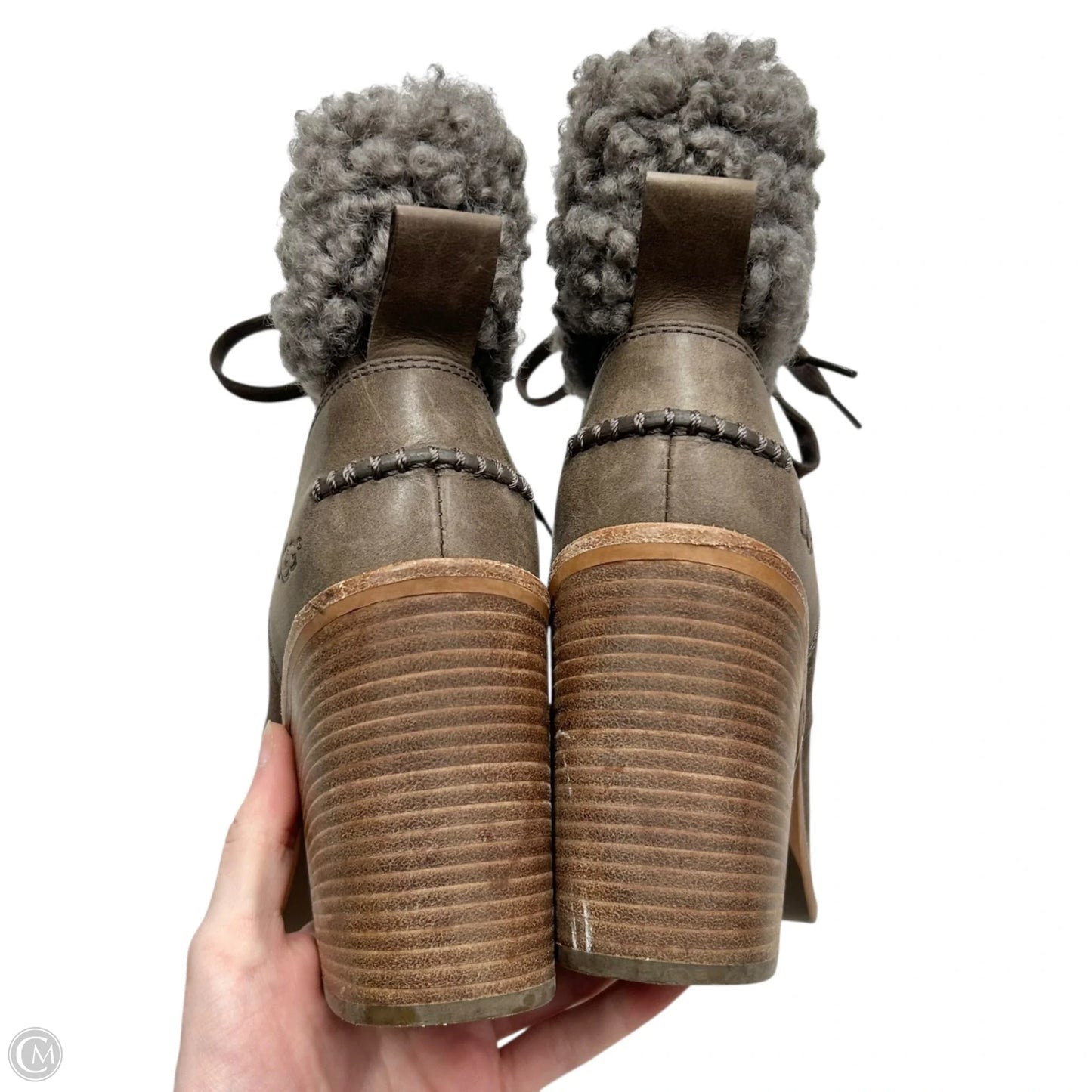 Boots Designer By Ugg In Brown & Grey, Size: 8.5