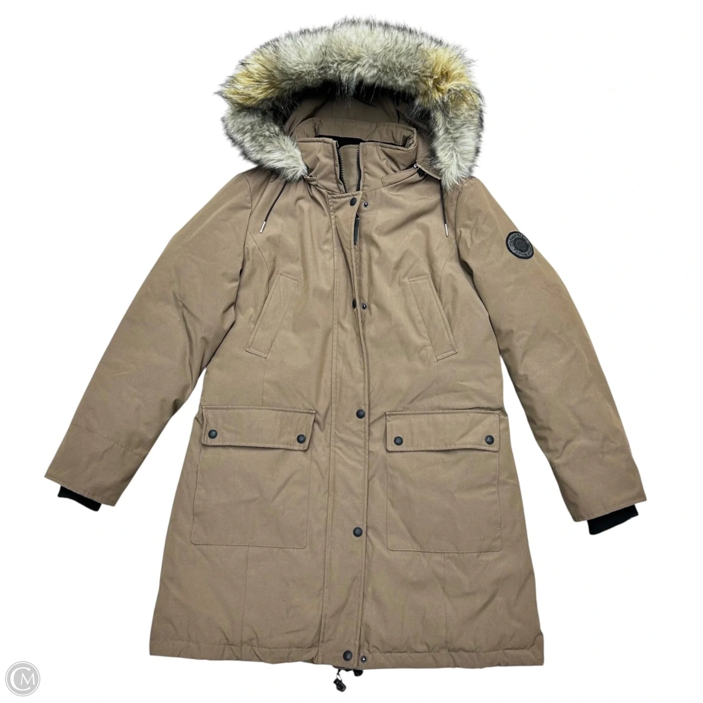 Coat Parka By Calvin Klein In Brown, Size: L