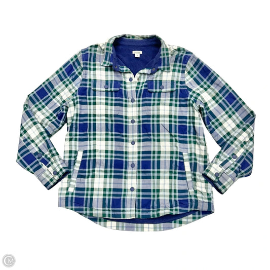 Jacket Shirt By L.l. Bean In Blue & Green, Size: M