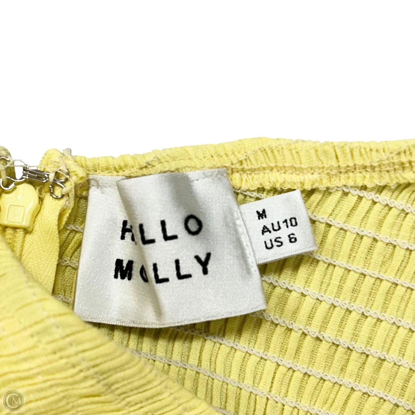 Dress Casual Short By Hello Molly In White & Yellow, Size: M