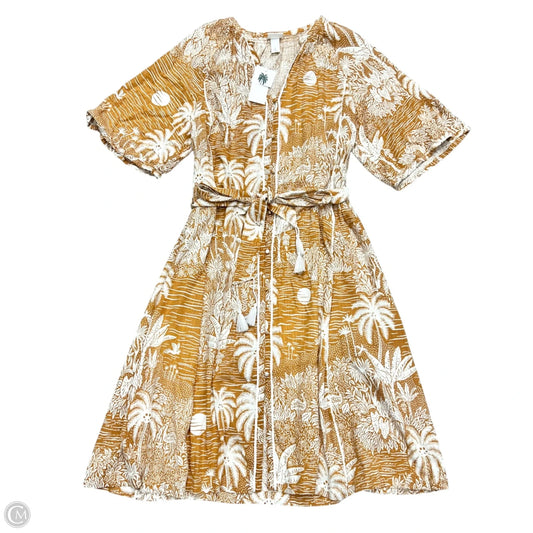 Dress Casual Maxi By Desmond & Dempsey In White & Yellow, Size: Xl