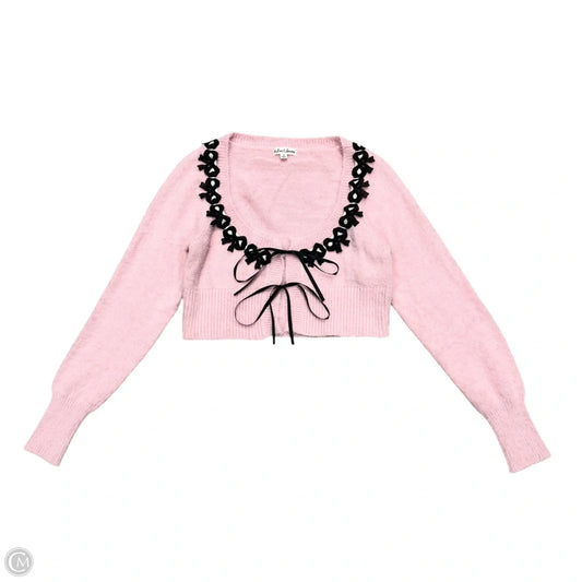 Sweater Cardigan By For Love & Lemons In Black & Pink, Size: S