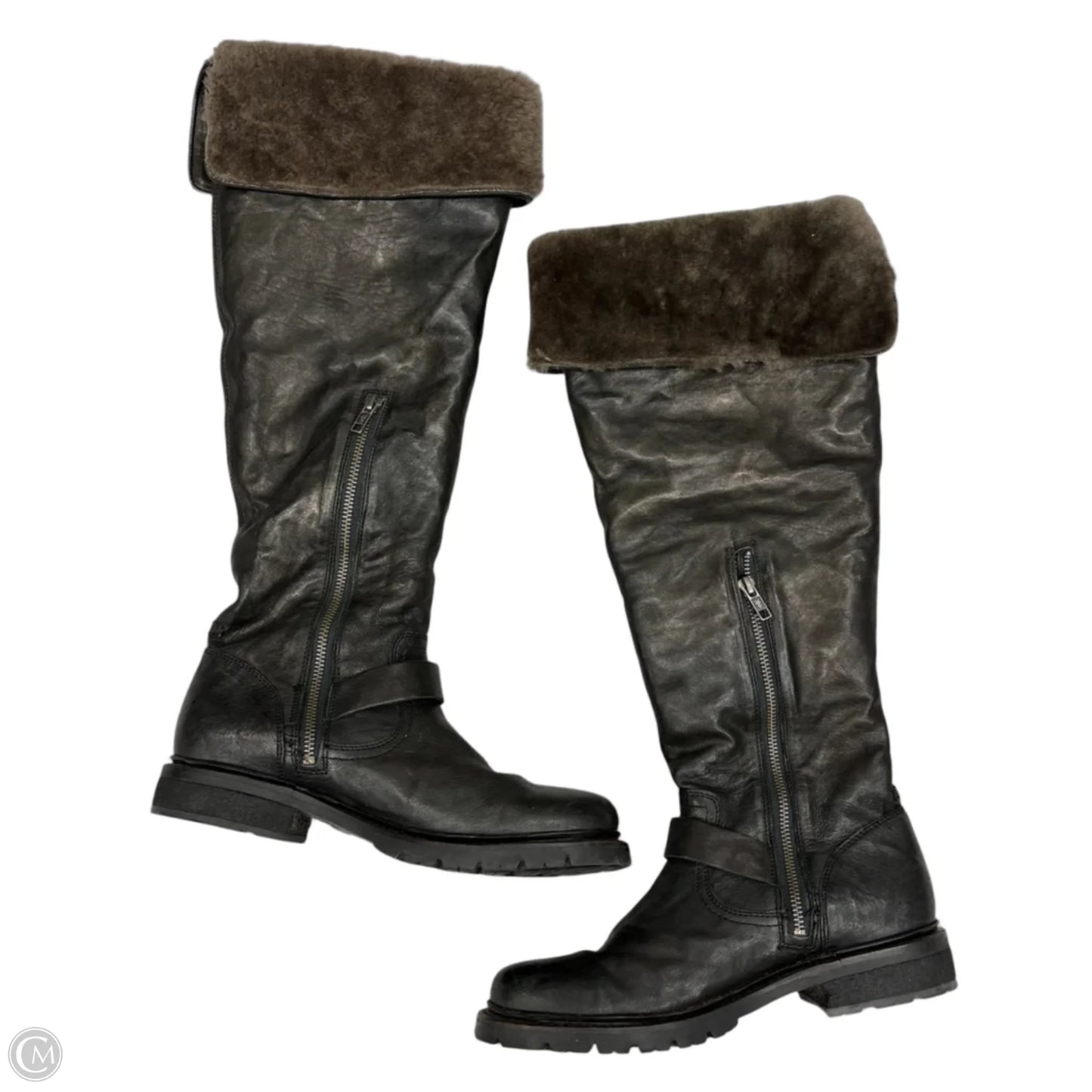 Boots Designer By Frye In Black & Brown, Size: 8