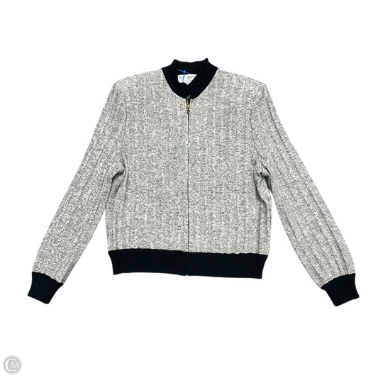 Sweater Cardigan Luxury Designer By St John Collection In Black & Grey, Size: S