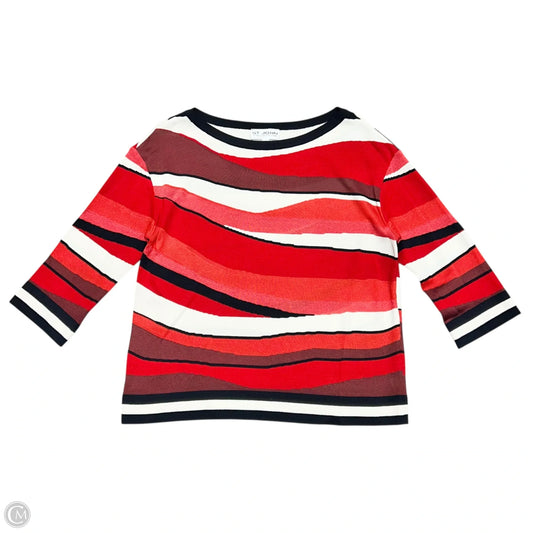 Top 3/4 Sleeve Luxury Designer By St John Collection In Cream & Red, Size: Xl