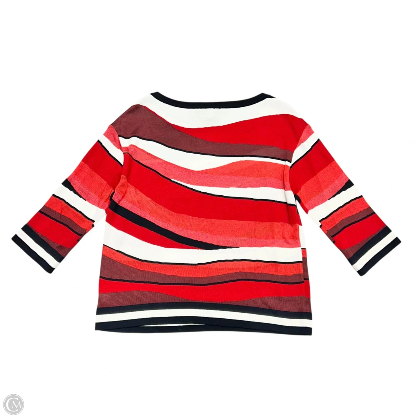 Top 3/4 Sleeve Luxury Designer By St John Collection In Cream & Red, Size: Xl