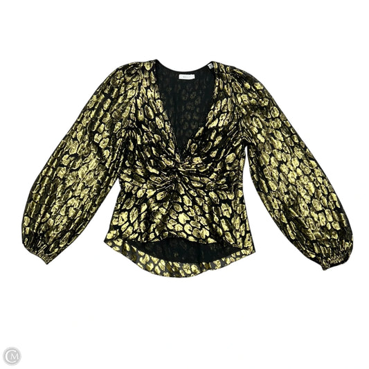 Blouse Long Sleeve By Alc In Black & Gold, Size: L
