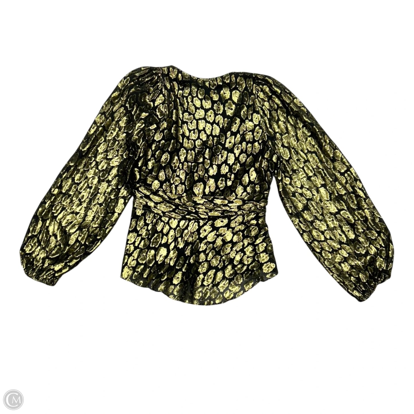 Blouse Long Sleeve By Alc In Black & Gold, Size: L