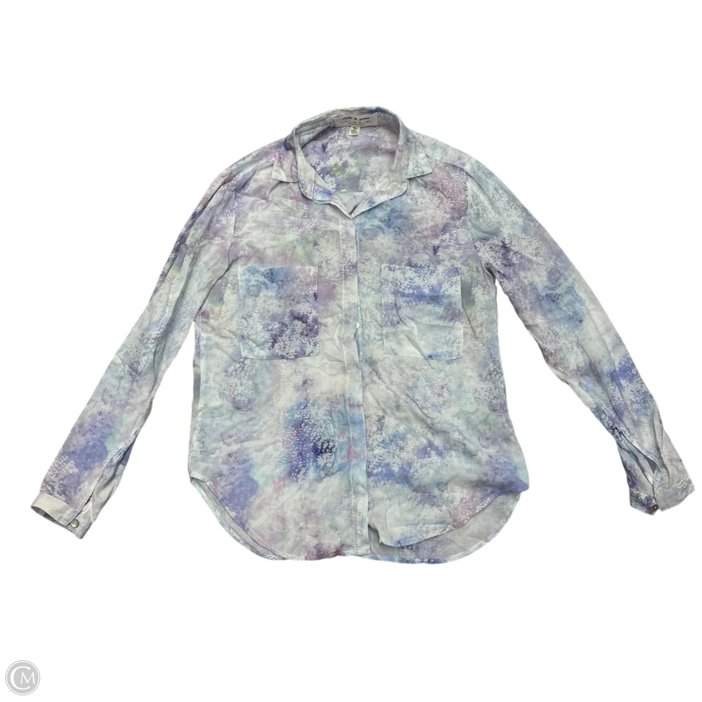 Blouse Long Sleeve By Cloth & Stone In Blue & Purple, Size: Xs