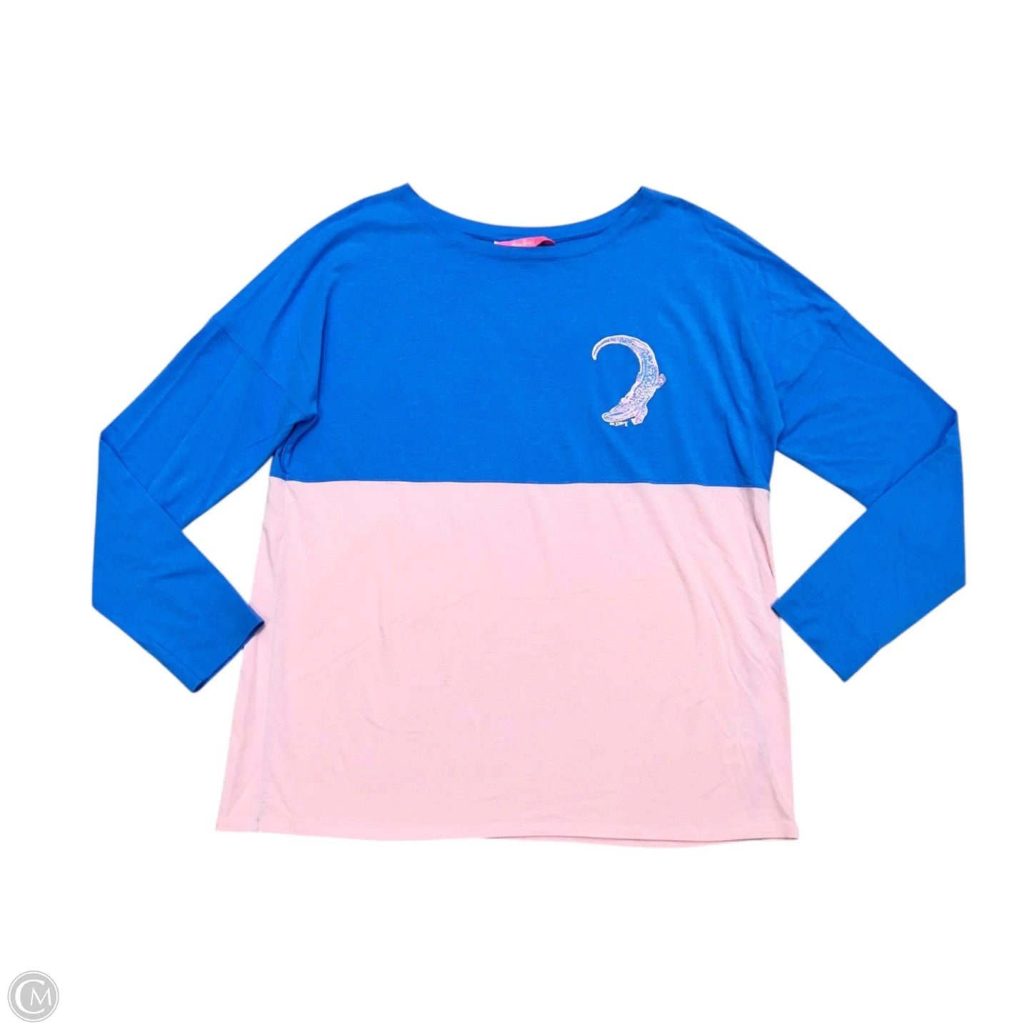 Top Long Sleeve Designer By Lilly Pulitzer In Blue & Pink, Size: L