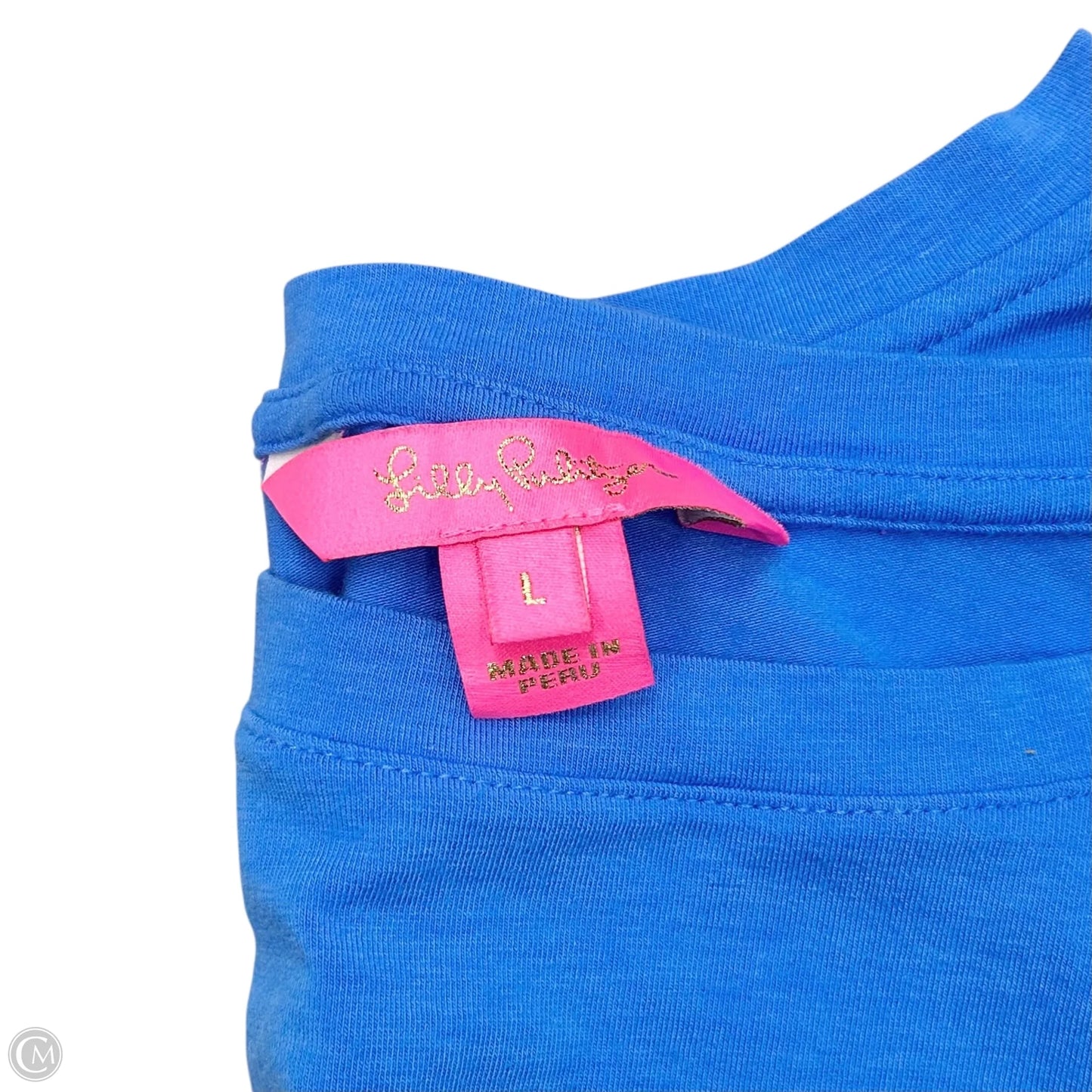 Top Long Sleeve Designer By Lilly Pulitzer In Blue & Pink, Size: L