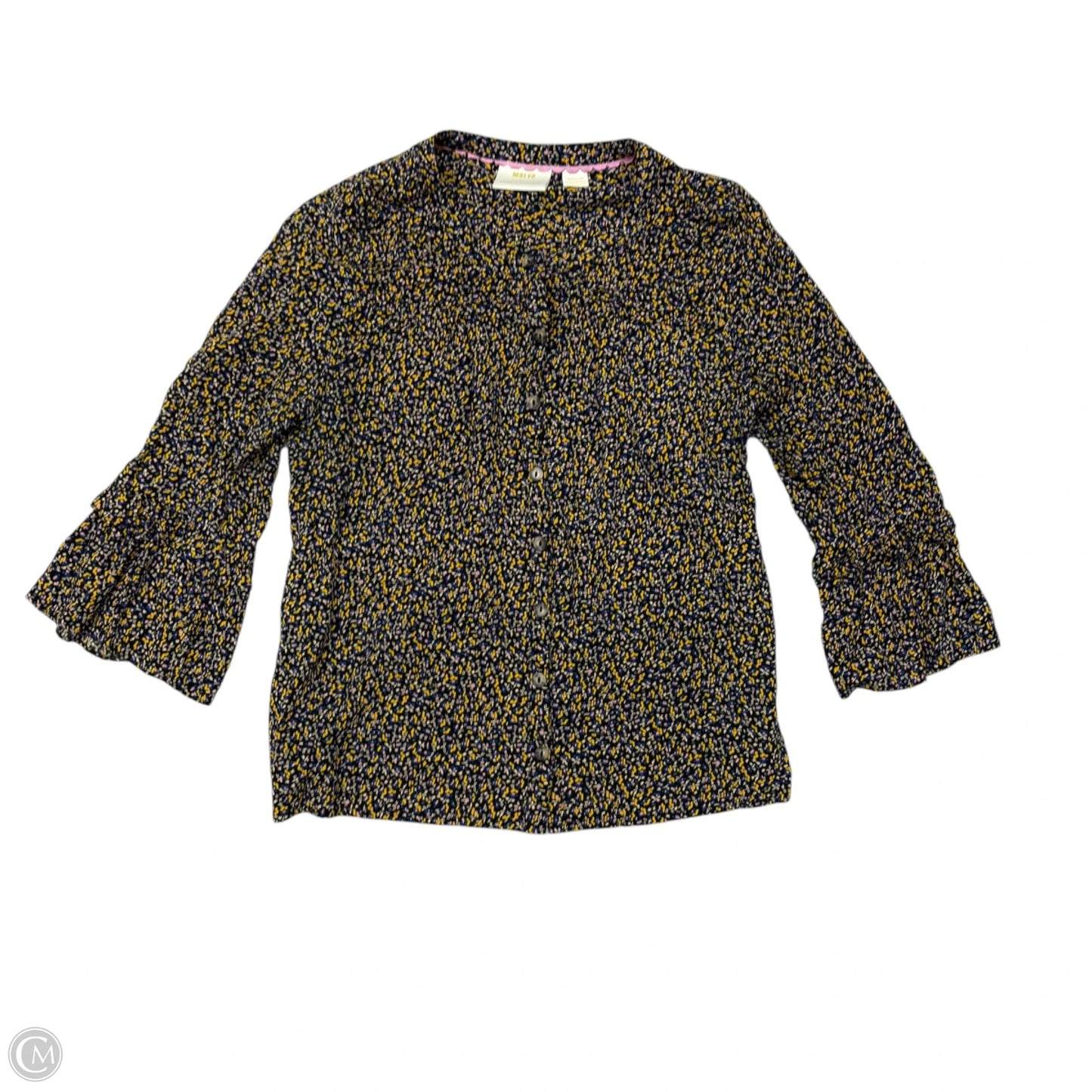 Blouse Long Sleeve By Maeve In Blue & Yellow, Size: M