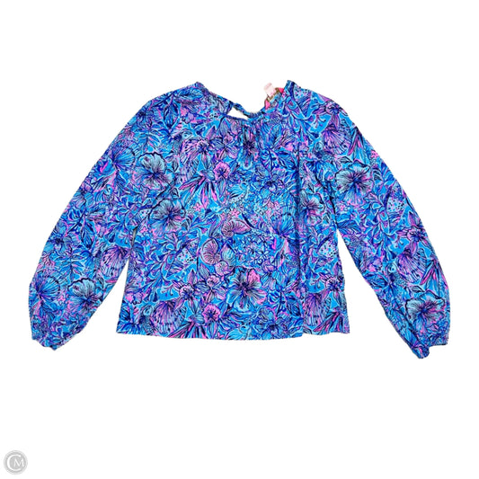 Top 3/4 Sleeve Designer By Lilly Pulitzer In Blue & Pink, Size: Xxs
