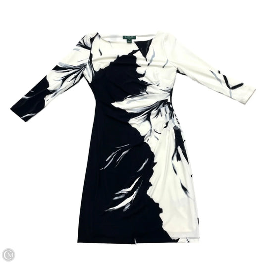 Dress Party Midi By Lauren By Ralph Lauren In Black & White, Size: S