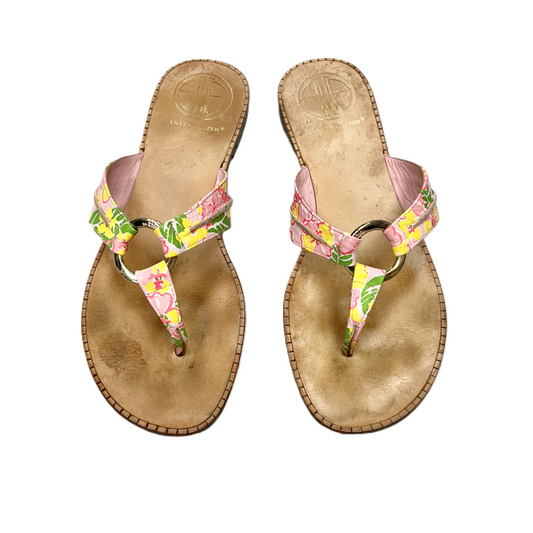 Pink & Yellow Sandals Designer By Lilly Pulitzer, Size: 7