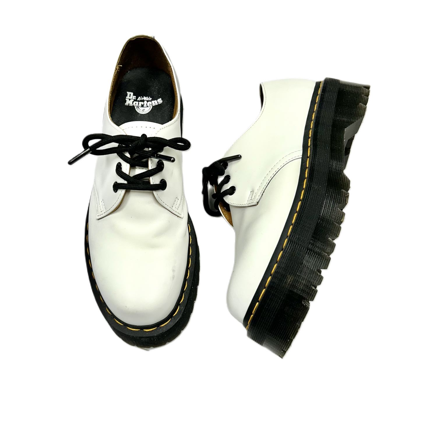 Shoes Heels Platform By Dr Martens In Black & White, Size: 10