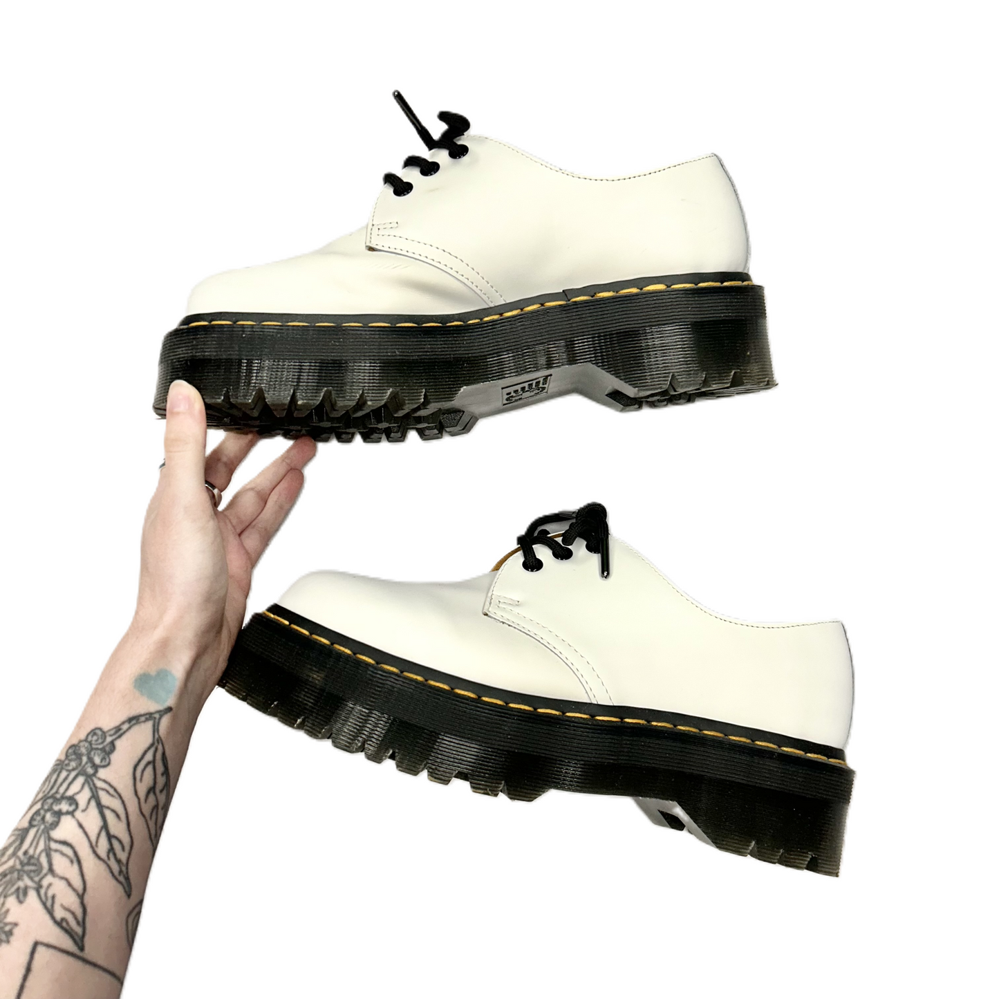 Shoes Heels Platform By Dr Martens In Black & White, Size: 10