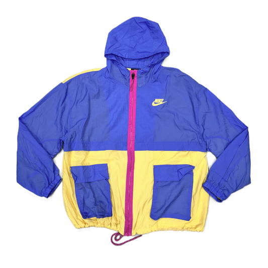 Jacket Windbreaker By Nike Apparel In Purple & Yellow, Size: L