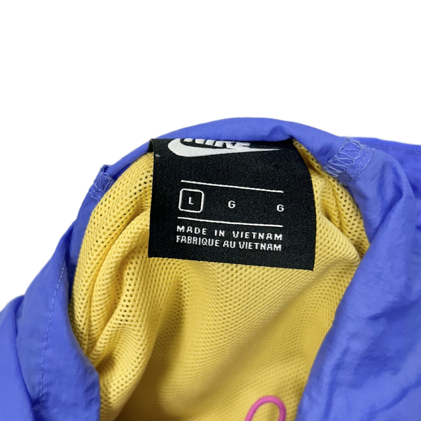 Jacket Windbreaker By Nike Apparel In Purple & Yellow, Size: L