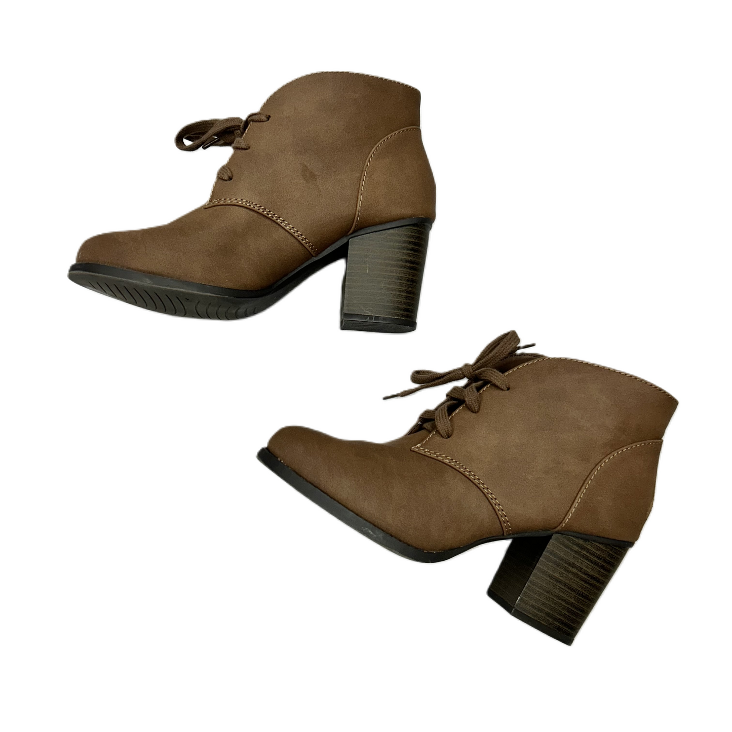 Boots Ankle Heels By Soda In Tan, Size: 8