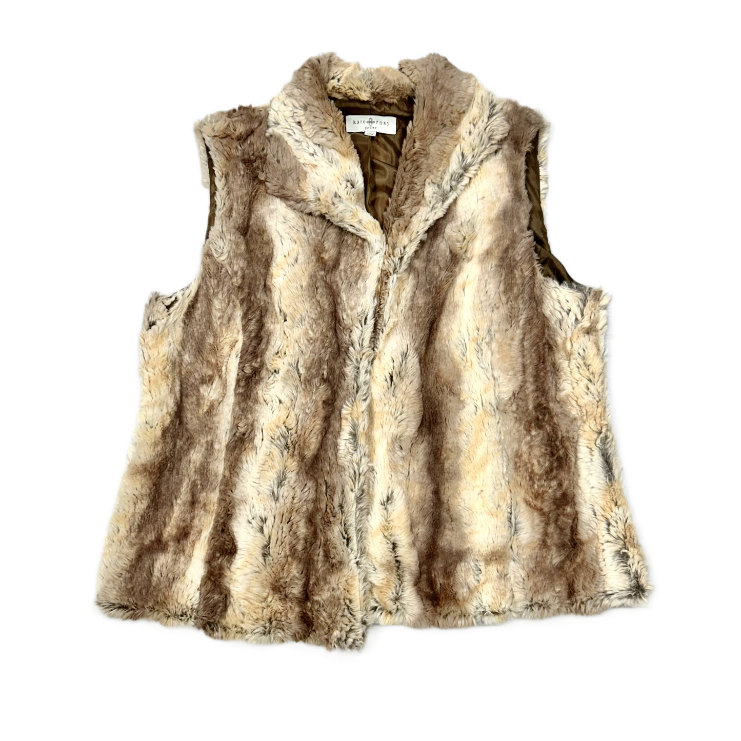 Vest Faux Fur & Sherpa By Kate Rosy In Tan, Size: XLp