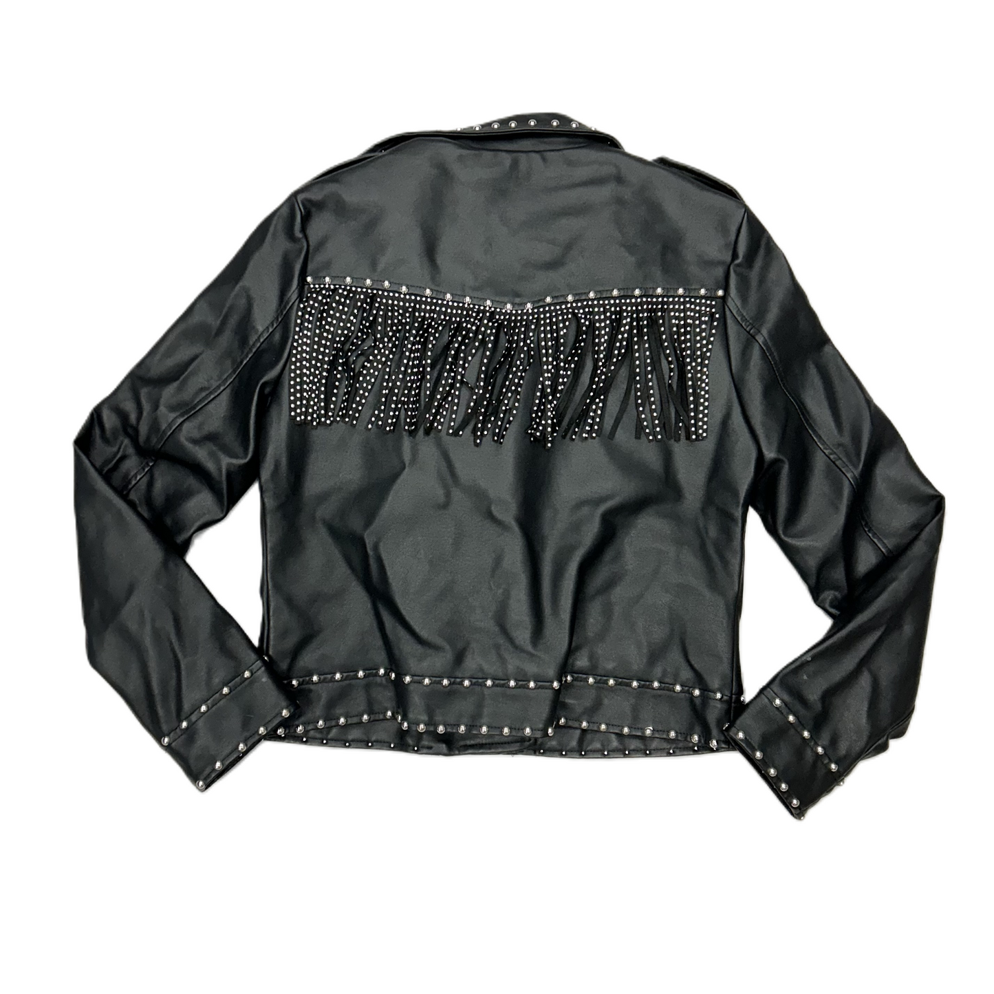 Jacket Moto By Copperose In Black & Silver, Size: M