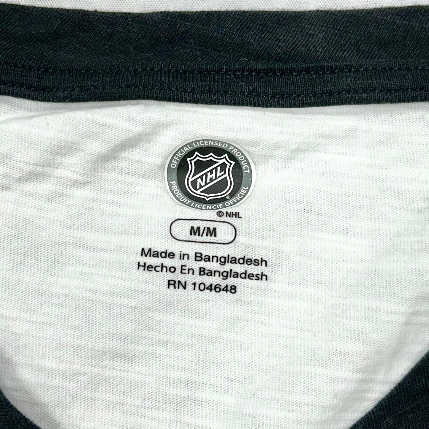 Athletic Top Long Sleeve Collar By Nhl In Black & White, Size: M