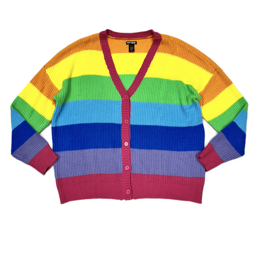 Sweater Cardigan By Hot Topic In Rainbow Print, Size: 3x