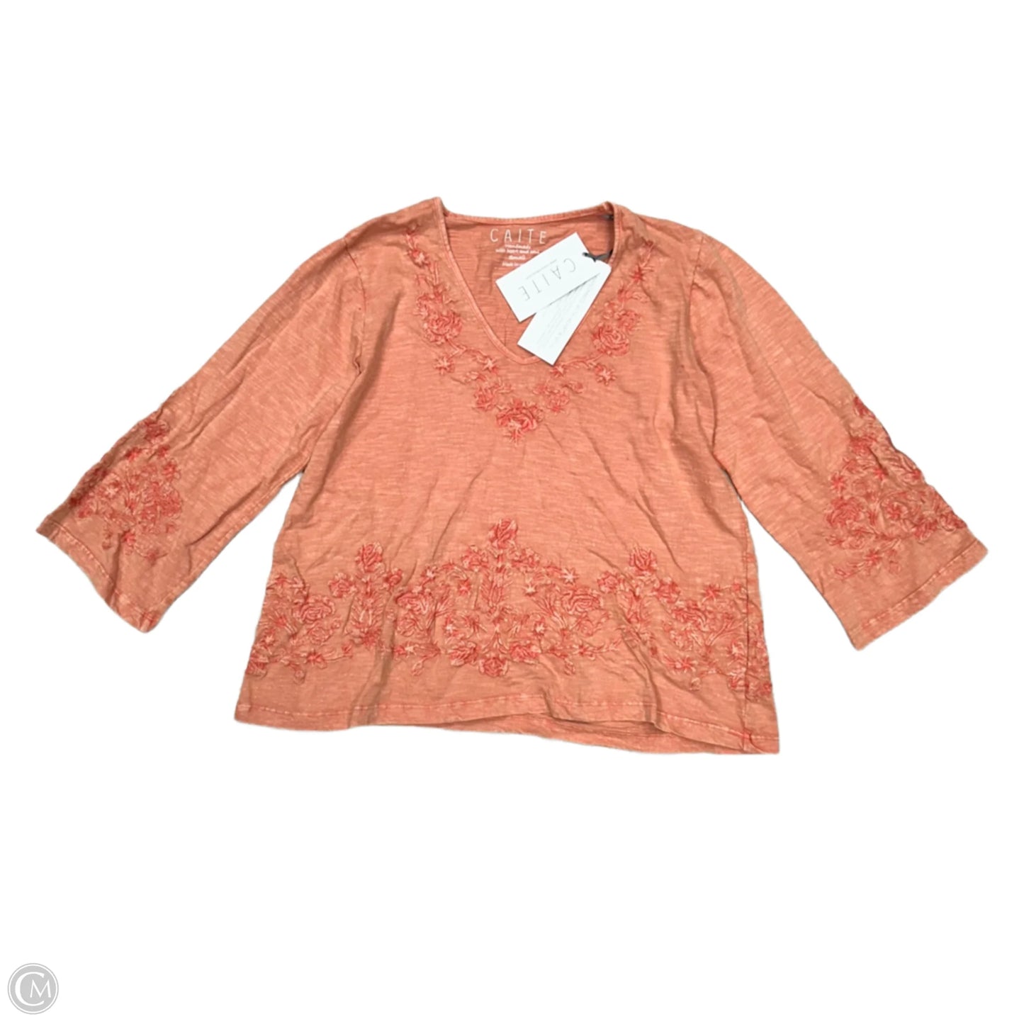 Top 3/4 Sleeve By Caite In Coral, Size: S