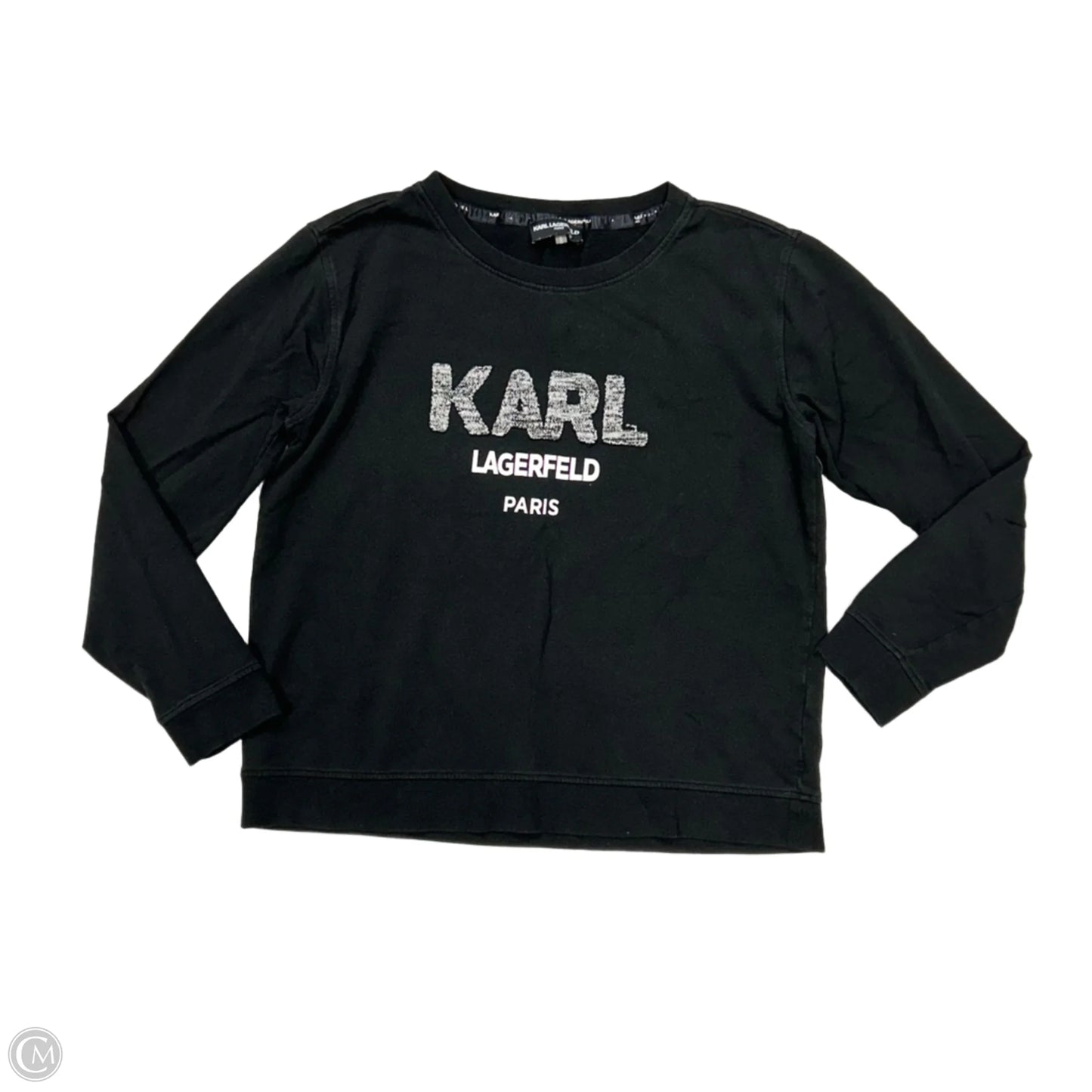 Top Long Sleeve Designer By Karl Lagerfeld In Black, Size: M