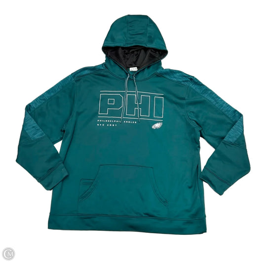 Athletic Sweatshirt Hoodie By Nfl In Green, Size: 2x