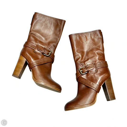 Boots Mid-calf Heels By Hugo Boss In Brown, Size: 7.5