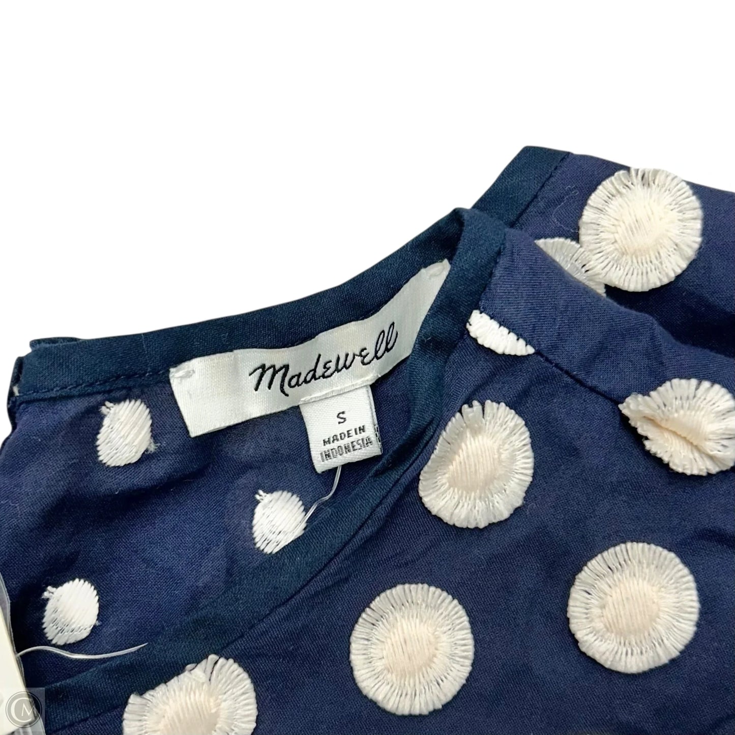 Top Short Sleeve By Madewell In Blue & White, Size: S