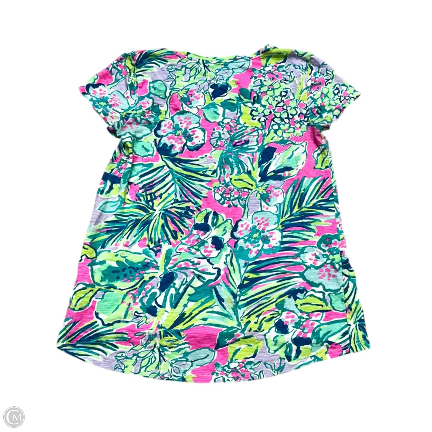 Top Short Sleeve Designer By Lilly Pulitzer In Green & White, Size: Xs