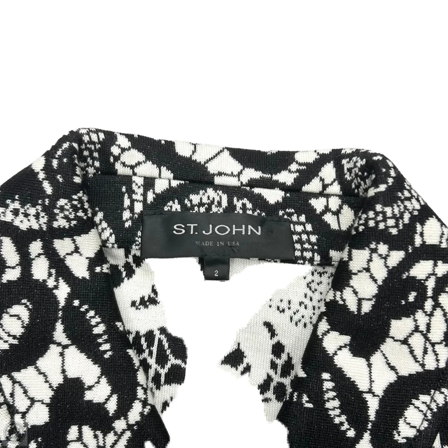 Blazer Designer By St. John In Black & White, Size: Xs