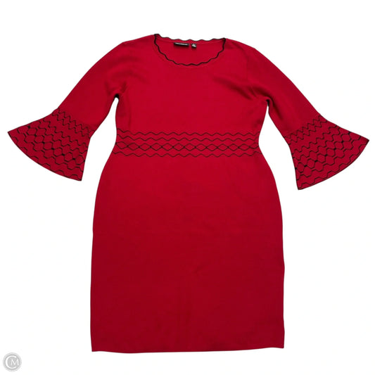 Dress Sweater By Nine Leonard In Red, Size: L