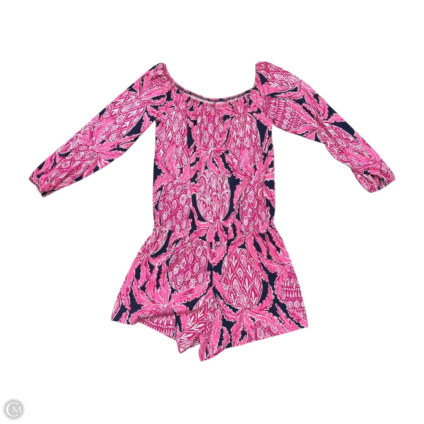 Romper Designer By Lilly Pulitzer In Pink & White, Size: S