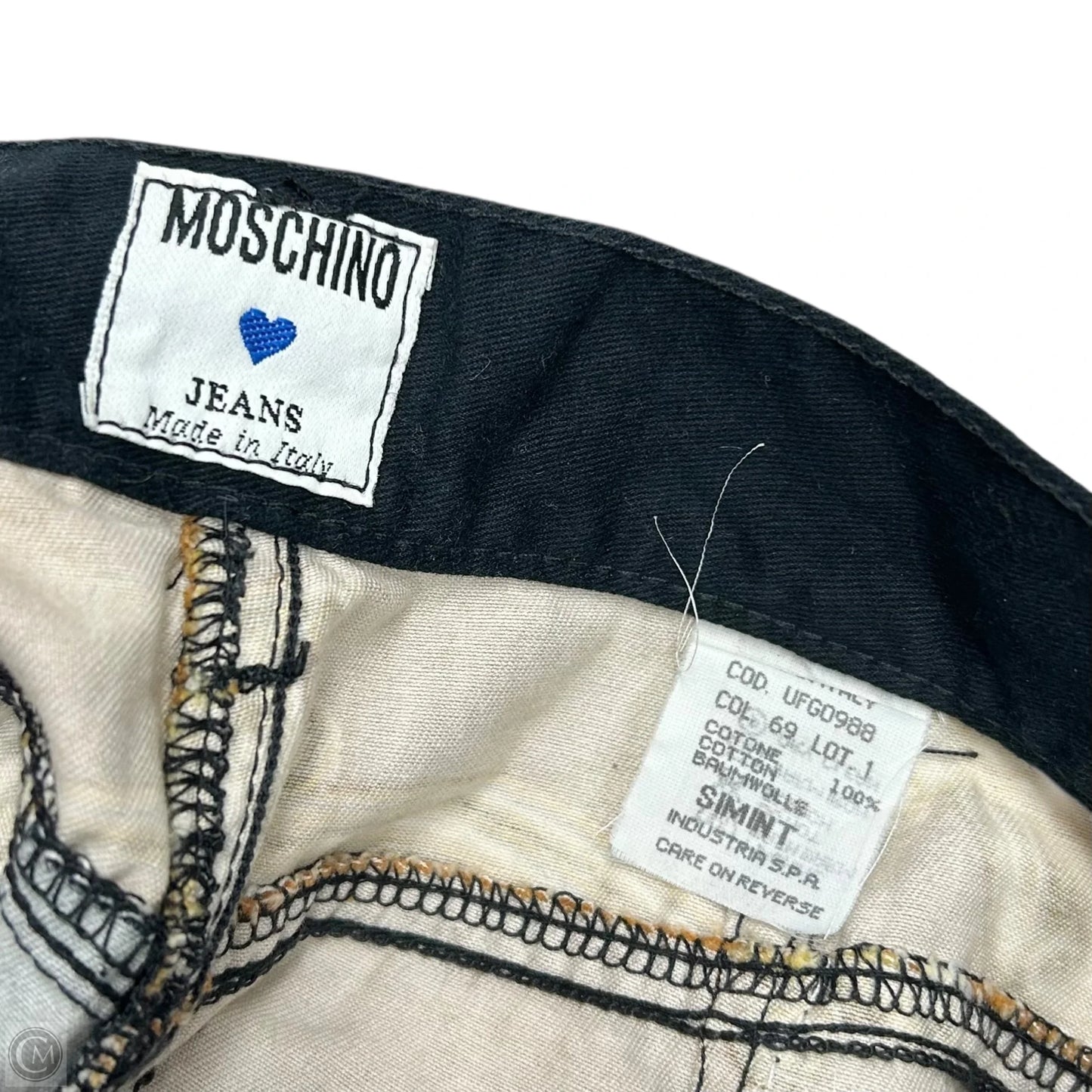 Skirt Luxury Designer By Moschino In Black & Gold, Size: 12