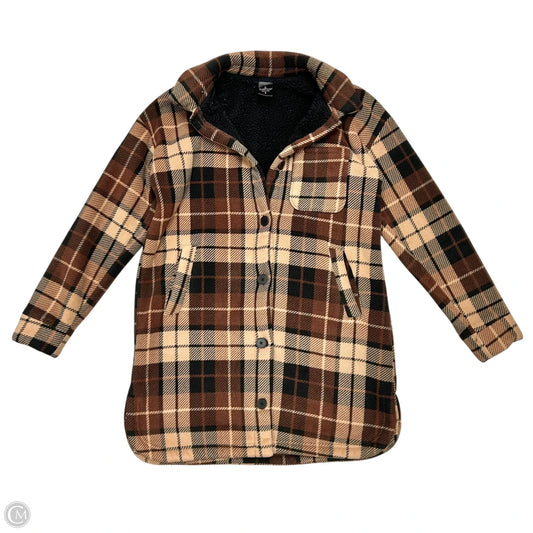 Jacket Faux Fur & Sherpa By Cuddl Duds In Brown & Tan, Size: S