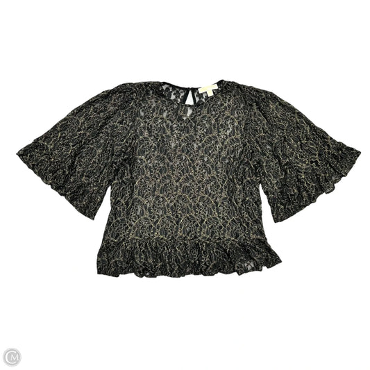 Top 3/4 Sleeve By Michael By Michael Kors In Black & Gold, Size: L