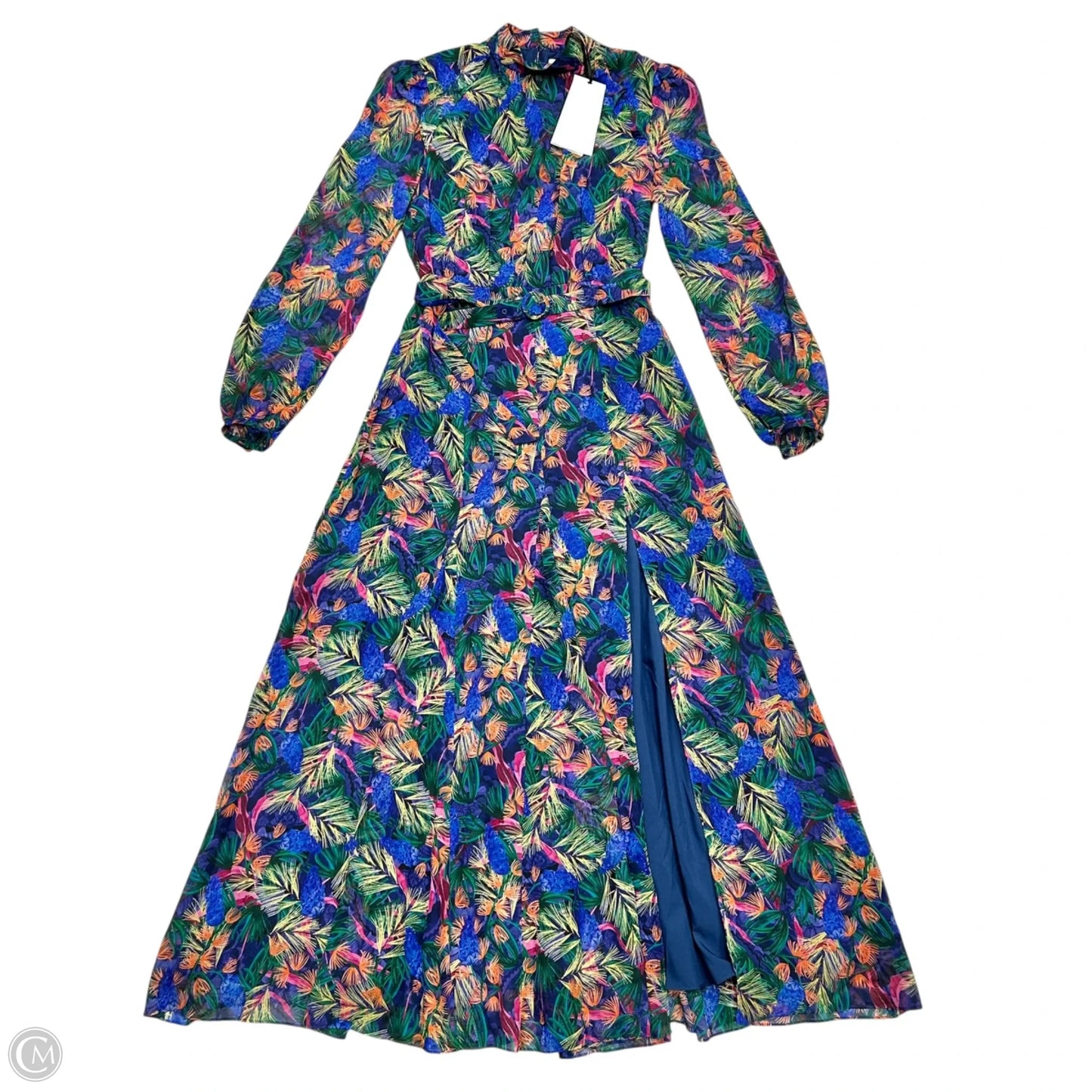 Dress Party Long By Saloni In Blue & Orange, Size: S