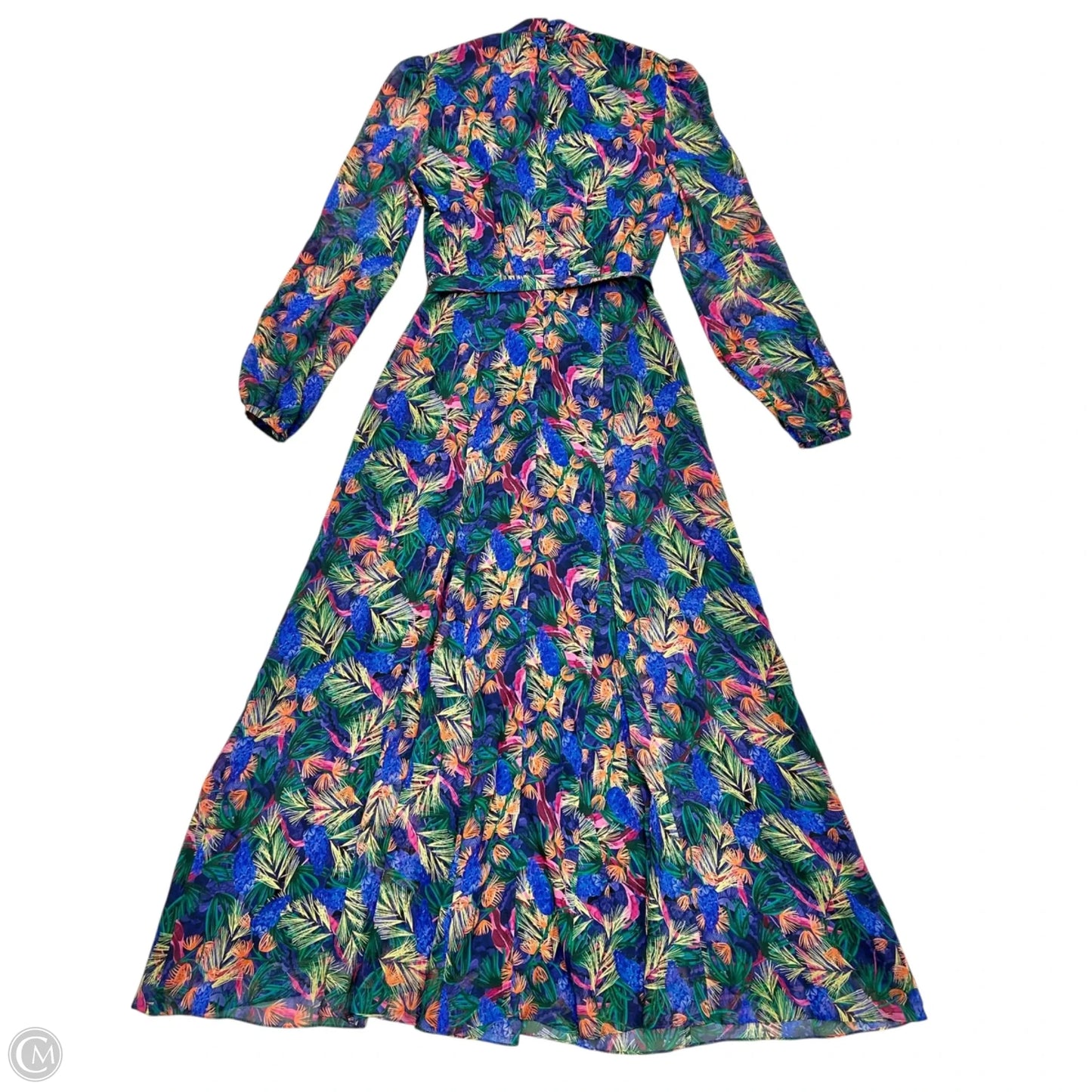 Dress Party Long By Saloni In Blue & Orange, Size: S