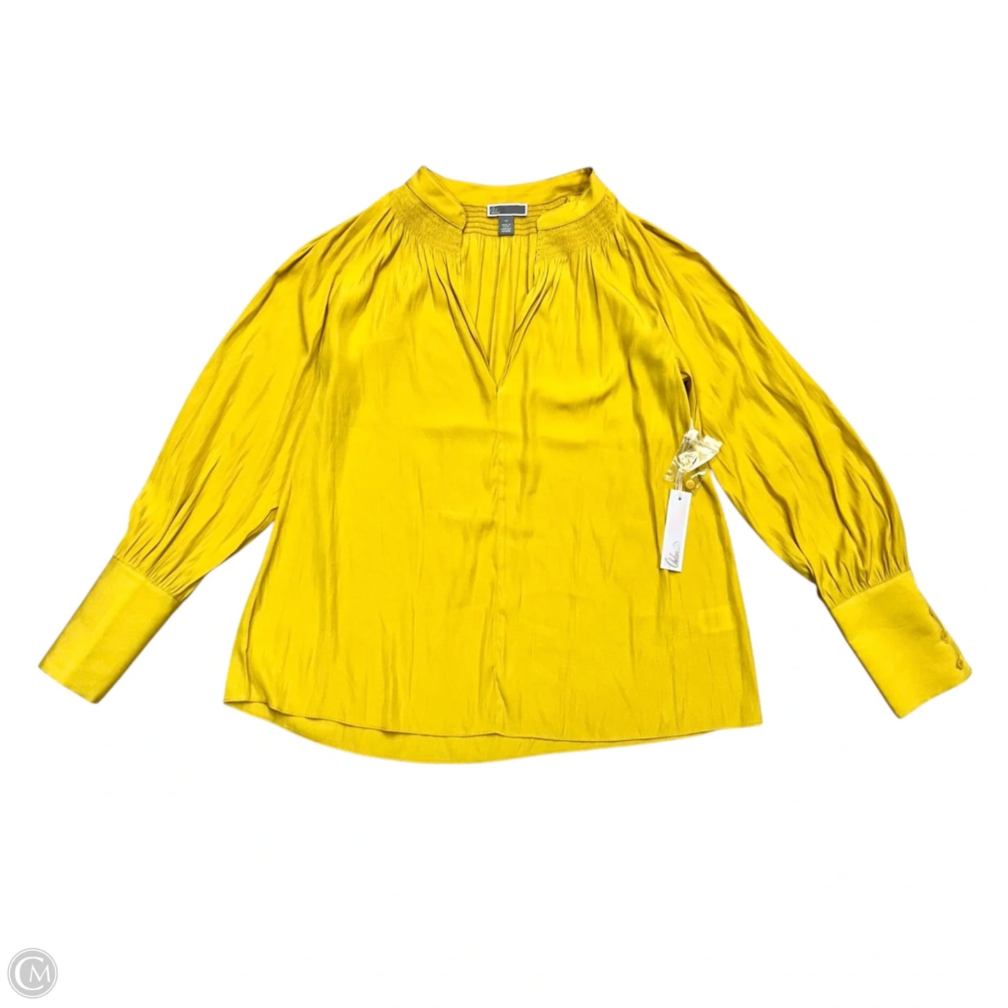Blouse Long Sleeve By Chelsea 28 In Yellow, Size: Xs
